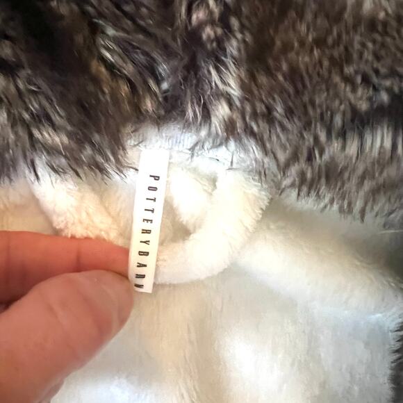 Pottery Barn Faux Fur Trim Hooded Robe One Size Fits Most - Picture 8 of 15
